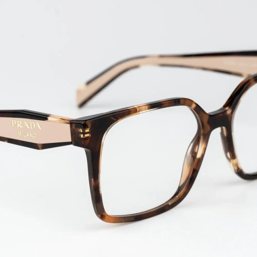 Prada Women Eyeglasses Havana Caramel Square PRB03V 07R1O1 NEW AUTHENTIC